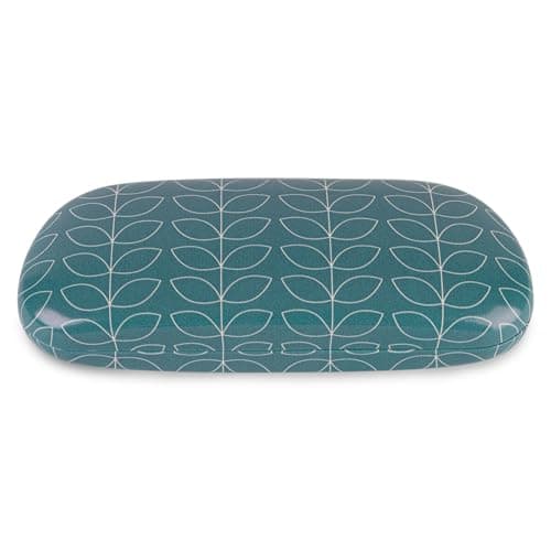 Image of LAGO TERRA Geometric Leaf Print Hard Shell Glasses Case - Dark Teal (Medium)