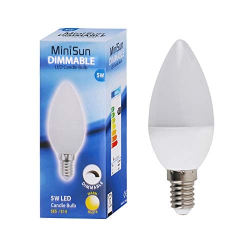 Image of MiniSun | Pack of 10 Thermal Plastic 5w High Power Dimmable LED SES E14 40w Replacement Frosted Opal Candle Bulbs - 3000K Warm White | Bulbs & Home Improvements Essential