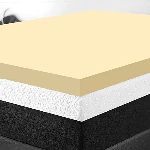 Image of Orthopaedic Memory Foam Mattress Topper - Standard UK Sizes 1" 2" 3" 4", Various Thicknesses/Depths Available, Soft & Comfortable, Memory Foam Durable (1" Single, 190 x 90 x 2.50cm) Yellow