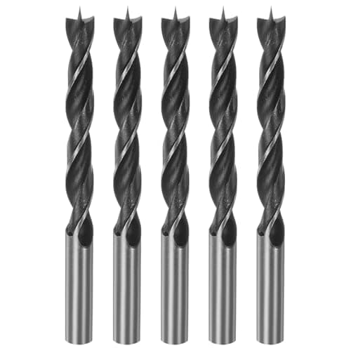 Image of sourcing map 5pcs Brad Point Drill Bits 10mm(25/64") Dia Straight Round Shank Drill Metric Brad Point 1.26" Drilling Depth Spiral Twist Drill Bits for Carpenter Woodworking Plastic Rubber