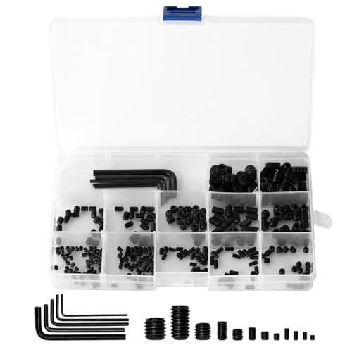 Image of 300 Pcs Grub Screws Assorted, Grub Screws for Door Handles, M3 M4 M5 M6 M8 Black Metric Flat Head Hex Head Socket Screw Set for Door Handle Knobs & Faucets, with Wrenches