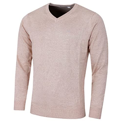Image of Calvin Klein Mens V-Neck Soft Sweater - Caramel Marl - S