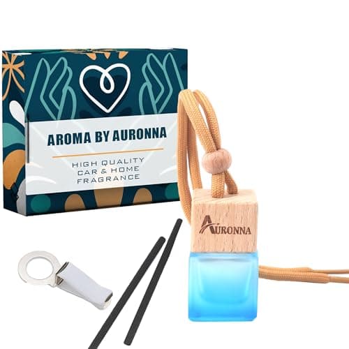 Image of Auronna Car Air Fresheners Fresh Linen Car Diffuser - Refresh Your Drive With Long Lasting Fragrance - Vent Clip, Reed Sticks, Wooden Cap & Cube Bottle With 8ml Filling (Fresh Linen)