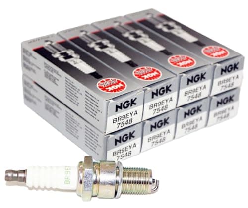 Image of NGK V-Power Spark Plugs for Petrol Lawnmower - Stock #7548 - BR9EYA - Solid Tip - Pack of (8)