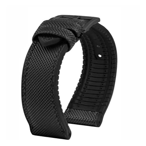 Image of NKCVEZBW 20 21 22MM Bracelet Compatible With IWC Pilot Mark 18 Spitfire Fighter Portugal Carbon Fiber Nylon Rubber Watch Strap Men's Canvas Watchband(Black-black,22mm)