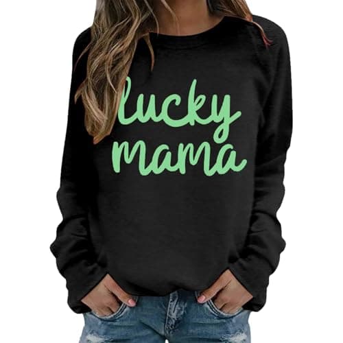 Image of Generisch 2026 Lightweight Crew Neck Sweatshirt with Letter Print, Soft, Casual Pullover Blouse, Long Sleeves for Everyday Comfort, black, M
