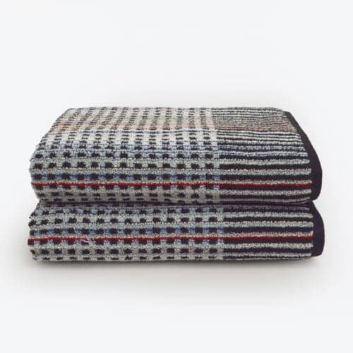 Image of Odyssey Pack of 2 Carnival Zero Twist Bath Sheets 90 x 145cm, 100% Recycled Cotton – Super Soft, Absorbent & Quick Dry Sustainable Remnant Yarn Multicoloured Patterned Extra Large Bathroom Towels