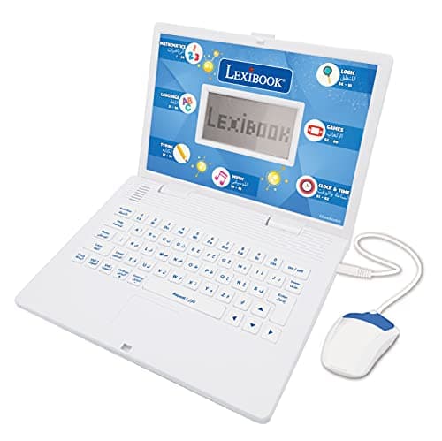 Image of LEXIBOOK, Educational and Bilingual Laptop Arabic/English, Toy for Child Kid (Boys & Girls), 124 Activities, Learn Play Games and Music, White/Blue, JC598i13