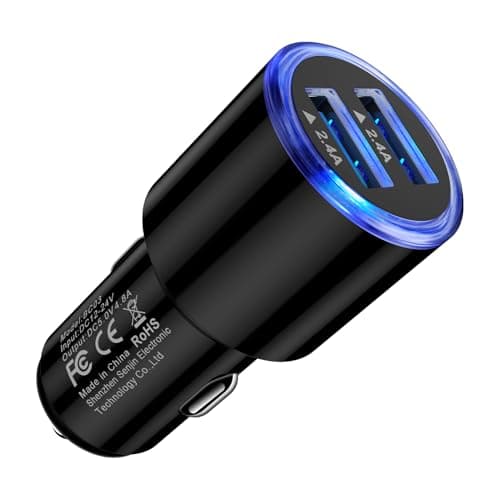 Image of Car Charger Adapter, 4.8A Dual Port Cigarette Lighter USB Charger, Fast Car Phone Charger with Blue LED for iPhone 16/15/14/13/12, Samsung Galaxy S25 Ultra/S24+/S23/S22/A56/A55/A36/A35/A16/A15/Note 20