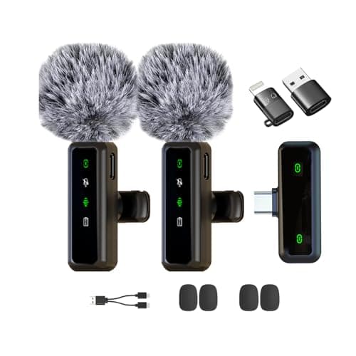 Image of Wireless Lavalier Microphone for iPhone, Android, iPad, Lavalier Microphone for Video Recording -Noise Reduction Lapel Mic for Recording,Clip on Mic Pro for Video Recording,Tiktok,Vlog,Youtube