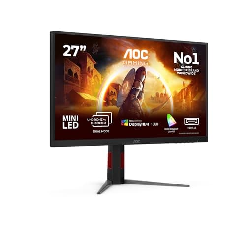 Image of AOC U27G4XM 27 inch UHD Gaming Monitor 160Hz, Fast IPS Panel, 1ms GtG, Adaptive Sync, HDR1000, G-Sync Compatible, Height Adjustment, (3840x2160 HDMI 2x 2.1 DP 1x 1.4 USB Hub) Black