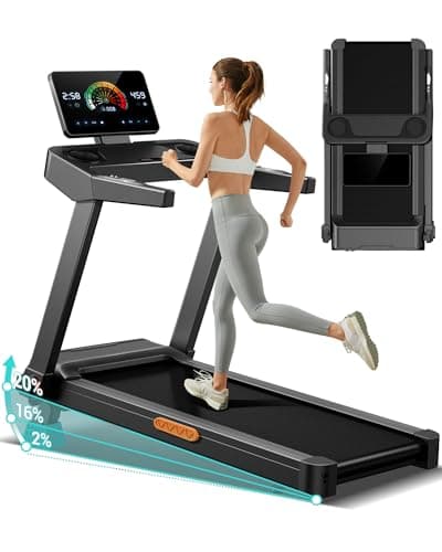 Image of CURSOR FITNESS Foldable Treadmill for Home with 20% Incline, 14KM/H Folding Treadmills with Handles, Portable Indoor Running Machine with 180KG Weight Capacity, Large Running Belt and LED Touch Screen