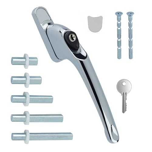Image of FixRello PVC Window Handles for uPVC Windows - Handle for uPVC Windows and Double Glazing (1, Chrome)