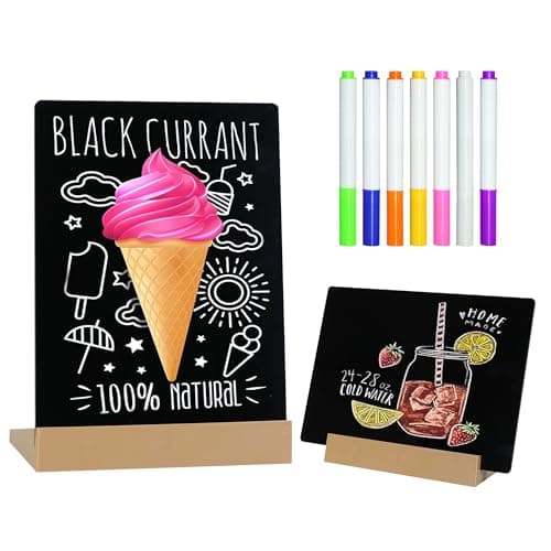 Image of DWOOKE 2 Pack A5 Chalkboard 15x21cm Mini Message Board Signs with Plastic Stand Double-Sided Blackboard for Kids Kitchen Menu Board Chalkboard Sign for Decor Business Wedding