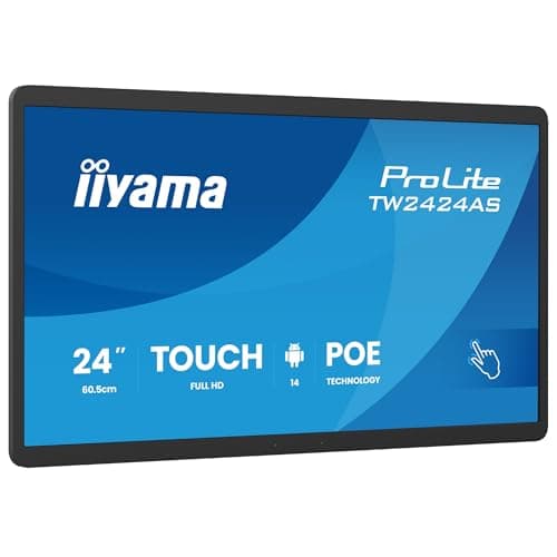Image of iiyama Prolite TW2424AS-B3P 60.5 cm 23.8 Inch IPS LED Monitor Full HD 10 Point Multitouch Capacitive Android 14 USB-C Out Audio in USB 3.2/2.0 RJ45 PoE WiFi Bluetooth SD Slot Anti-Glare iiSignage² 24