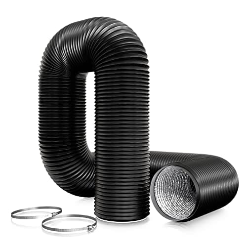 Image of Aygrochy Aluminium PVC Ventilation Ducting with 2 Clamps,125mm Air Duct Flexible Hose for Universal Tumble Drier, Cooker Hood, Extractor Fan(100mm*6m)