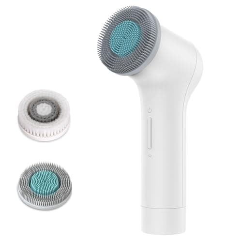 Image of MYCARBON Face Brush IPX7 Waterproof Electric Facial Cleansing Brush Device Beauty Skin Machine for Deep Cleaning/Gentle Exfoliating/Massaging/Tighten Skin(Beige) (White/Blue)