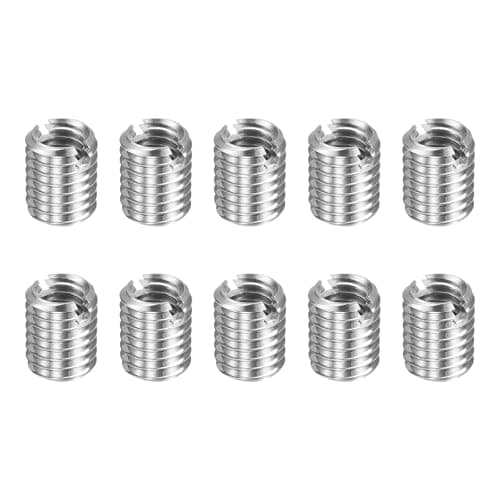 Image of sourcing map 10pcs Thread Repair Inserts M8 x 1.25 Male to M6 x 1 Female Thread 10mm Long Stainless Steel Reducing Nuts Metric Self Tapping Sleeves Threaded Reducer Industrial Fasteners