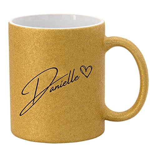 Image of Custom Glitter or Metallic Name Mug - Sparkly Gift for Friend Daughter Wife Girlfriend Mum- 11oz Ceramic - Birthday Present Personalised (Glitter Gold)