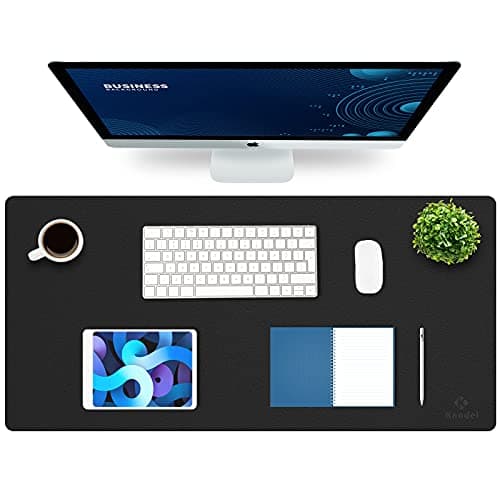 Image of K KNODEL Large Office Leather Desk Mat, Mouse and Keyboard Pad, Computer and Laptop Mat, Desktop Protector and Cover, Writing Pad and Blotter (90x43cm, Black)