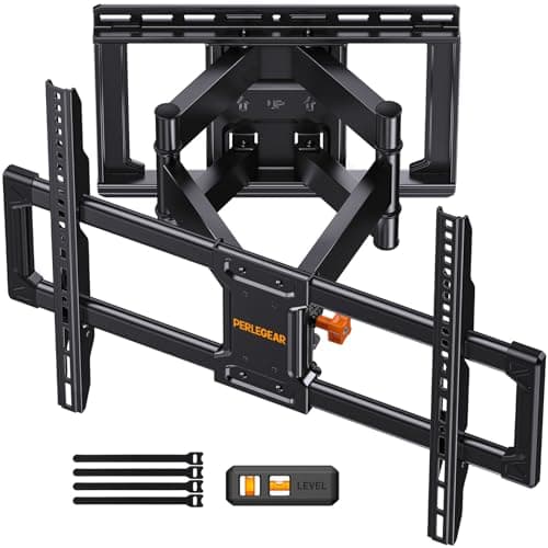 Image of Perlegear TV Wall Bracket for 42-90 inch TVs up to 68kg, Full Motion TV Wall Mount with Dual Articulating Arms, Tool-Free Tilt, Swivel, Extension, Leveling, Max VESA 600x400mm, PGLF8B