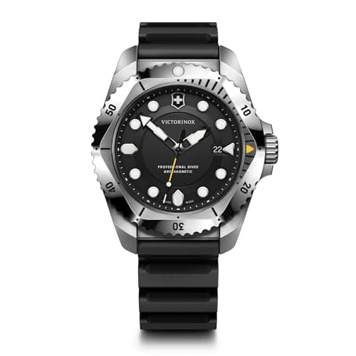 Image of Victorinox Men’s Watch Dive Pro Ø 43 mm, Swiss Made, Analogue Quartz, Water-Resistant up to 300 m, Sapphire Glass, Rubber Strap, Black