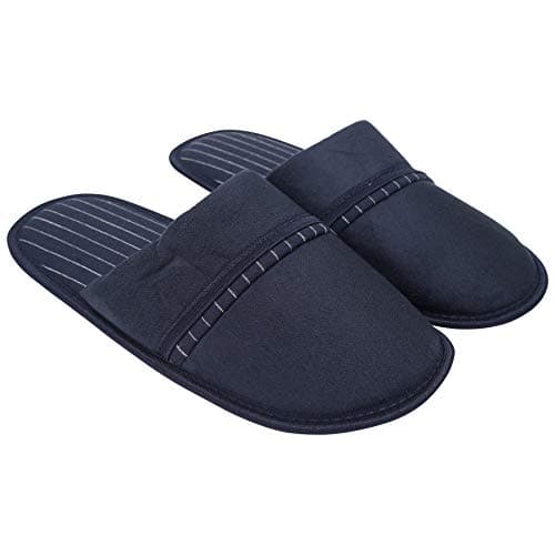 Image of Keanu Mens Faux Suede Navy Slip On Mule Slippers - Size 10