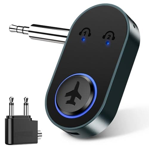 Image of OQIMAX Bluetooth 5.3 Audio Transmitter, Bluetooth Headphone Adapter with Dual Connection, Portable Airplane Bluetooth Transmitter, 16H Playback, 3.5mm Aux Wireless Adapters for Home Stereo, TV, PC
