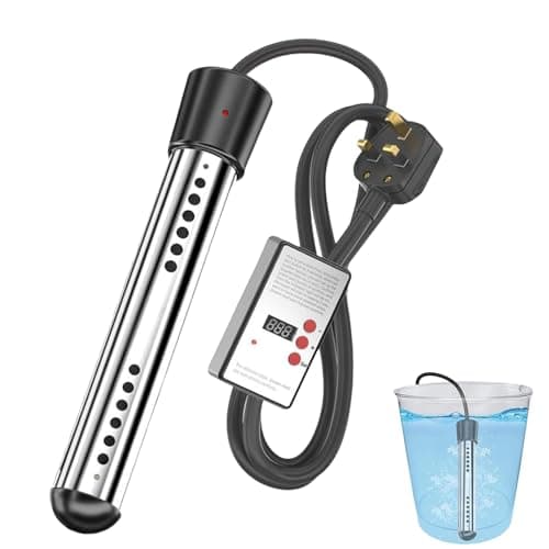 Image of Portable Water Heater, Immersion Heater, 2000W, Fast Heating Portable Water Heater with 304 Stainless Steel,Bucket Heater with Digital LCD Thermometer for Home Camping Bath Pool Outdoor (1 pcs)