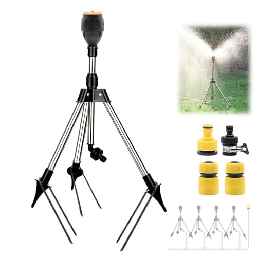Image of BAUSATZ Tripod Sprinkler, Garden Sprinklers for Lawns, Garden Sprinkler, Lawn Sprinkler, Grass Sprinkler, Water Sprinkler for Garden, Oscillating Sprinkler, 360 Rotating Sprinkler (3/4 inch connector)