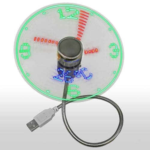 Image of Fiorky LED Clock Fan Time Temperature Display Mini Cooling Flashing Fan DC 5V Portable Gadgets USB Powered Flexible Gooseneck LED Clock Real Time Display for Laptop PC Notebook