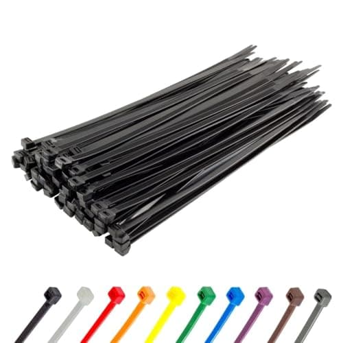 Image of Gocableties Heavy Duty Long Black Cable Ties, 370mm x 7.6mm, Pack of 100, Nylon Zip Ties, Plastic Tie Wraps, Secure Self-Locking Mechanism, for Home, Garden, Office and DIY