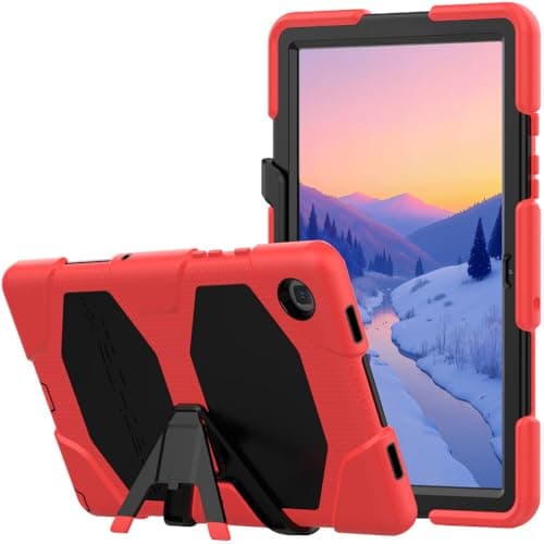 Image of TECHGEAR G-SHOCK Case Fits Samsung Galaxy Tab A7 10.4" 2022/2020 (SM-T500, T503, T505, T509) Tough Rugged HEAVY DUTY Armour Shockproof Impact Survival Stand Case, Kids Schools Workman Case - RED