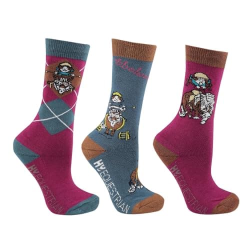 Image of HY EQUESTRIAN Thelwell Collection Pony Friends Socks (Pack of 3) Child 8-12