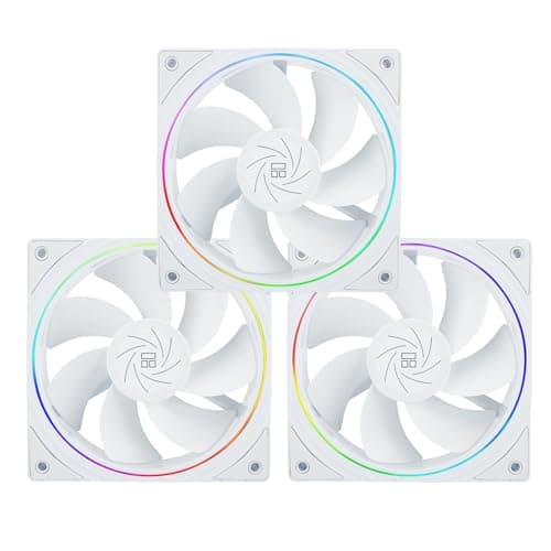 Image of TR-TL-S12RW X3 CPU Fan,Computer Case Cooler Fan, 12cm Desktop Cooling Fan, 4pin PWM Connector PC Fan with ARGB Aperture, 1500RPM Speed PC Cooler Reverse Fan(3 Packs,White)