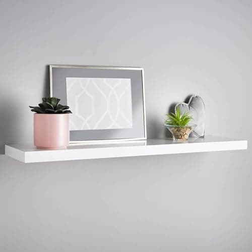 Image of Homme Concept – 60cm Matt Floating Shelves, White Wall Shelf with Invisible bracket, Display Shelves for Books, Photos, Ideal Home Decor Accessories for Bedroom, Living Room, Office, Kitchen.