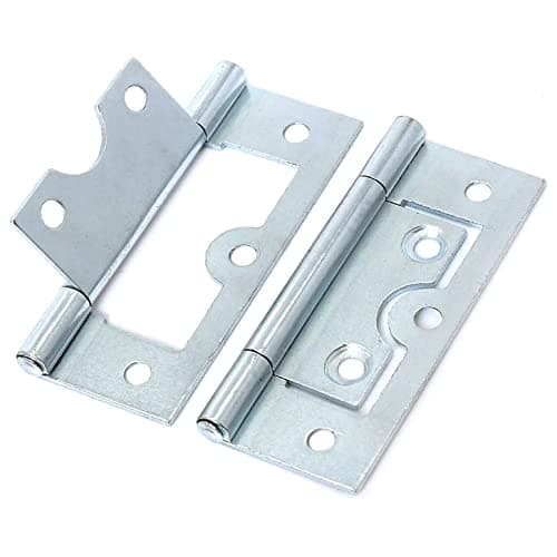 Image of Large Silver Flush Cabinet Hinges Door Flush Hinges 60mm/2.5-Inch Heavy Duty Silver Flush Hinges for Cupboards and Cabinets Dresser Wardrobes Pack of 2.