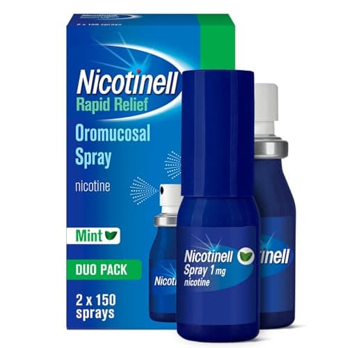Image of Nicotinell Nicotine Mouthspray 1mg, Fresh Mint Flavour (2 x 150 Sprays), Quit Smoking or Vaping Aid – Fast Craving Relief in 30 Seconds, Lasts up to 2 Hours.