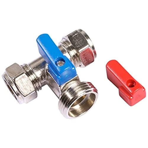 Image of Merriway BH02906 Washing Machine Valve and Tee Handle, Silver, 15mm x 3/4-inch BSP