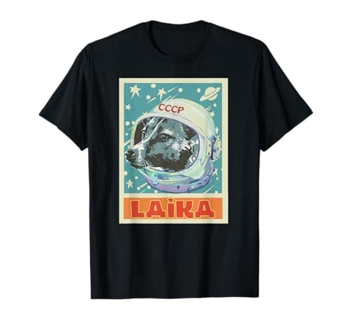 Image of Soviet Union USSR T Shirt Astronaut Laika Dog Propaganda T-Shirt