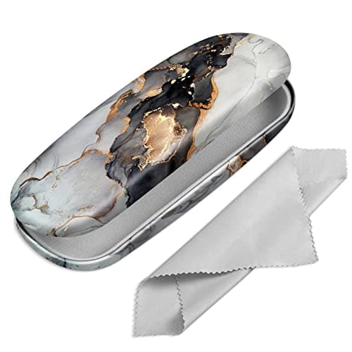 Image of FINTIE Hard Shell Glasses Case for Women Men - Fashion Reading Eyeglasses Case Protective Spectacle Cases with Cleaning Cloth