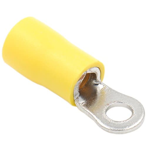Image of Heschen Ring Terminal Crimp Connectors Vinyl Insulated Wire Electrical Connector RV5.5-3.5 Stud Size #6 for 4-6mm² (12-10 AWG) Yellow 100Pack