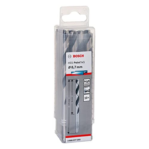 Image of Bosch Professional 10-piece PointTeQ HSS Twist Drill Bit (for Metal, 8.7 x 81 x 125 mm, Drill Driver Accessories)