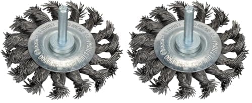 Image of Bosch 2608622113 75Mm X 6Mm Shank Wire Wheel Knotted Wire 0.5Mm Steel (Pack of 2)