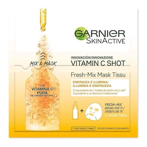 Image of Garnier Fresh-Mix Tissue Mask, Vitamin C Brightening Tissue Face Sheet Shot Mask 33 g