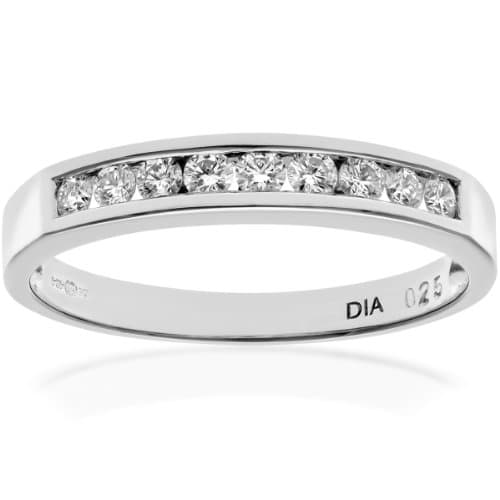 Image of Naava Women's Platinum Channel Set Half Eternity Ring, H/SI Certified Diamonds, Round Brilliant, 0.25ct