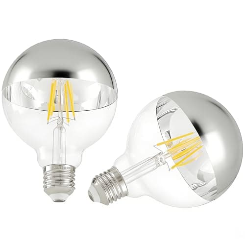 Image of Vanpus 6W E27 LED Bulb - Flicker-Free Vintage Edison Screw, Warm White 2700K, Half Chrome & Silver Plated, Dimmable, ⌀80mm (2 Pack)​