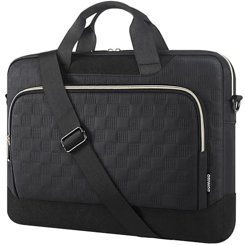 Image of DOMISO 17 inch Laptop Bag 17.3 inch Laptop Briefcase Large Capacity Shoulder Bag Waterproof 17 inch Laptop Case for Men Women Business Office Work Computer Bag 17 Inch Adjustable Messenger Bag, Black
