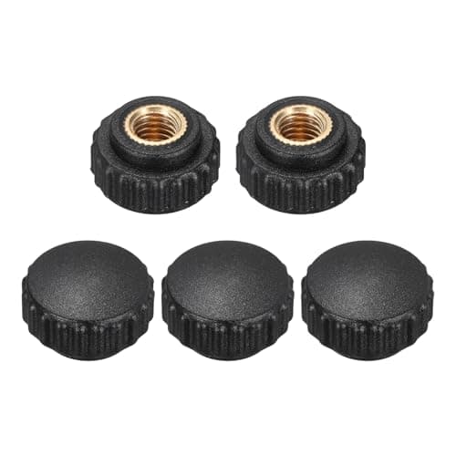 Image of sourcing map 5Pcs Knurled Nuts Knob M8 Female Thread 22mm Head Plastic Non-Through Hole Brass Screw-in Clamping Handles Threaded Matte Handle Hand Tightening Knob Thumb Screws