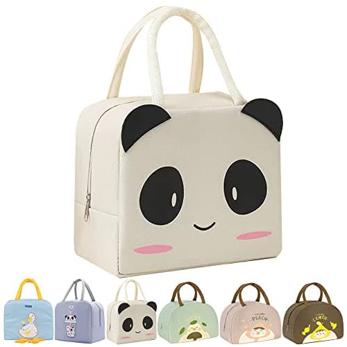 Image of Wylhxyqq Lunch Bags for Women, Lunch Box Bag Kids,Cute Girls Ladies Lunch Bags,Reusable Lunch Bags, for Women, Men, Kids and Students Travel Work Picnic Office and School (Beige Panda)